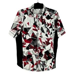 Northern Reflections Geometric Short Sleeve Full Zip Cycling Athletic Top XL